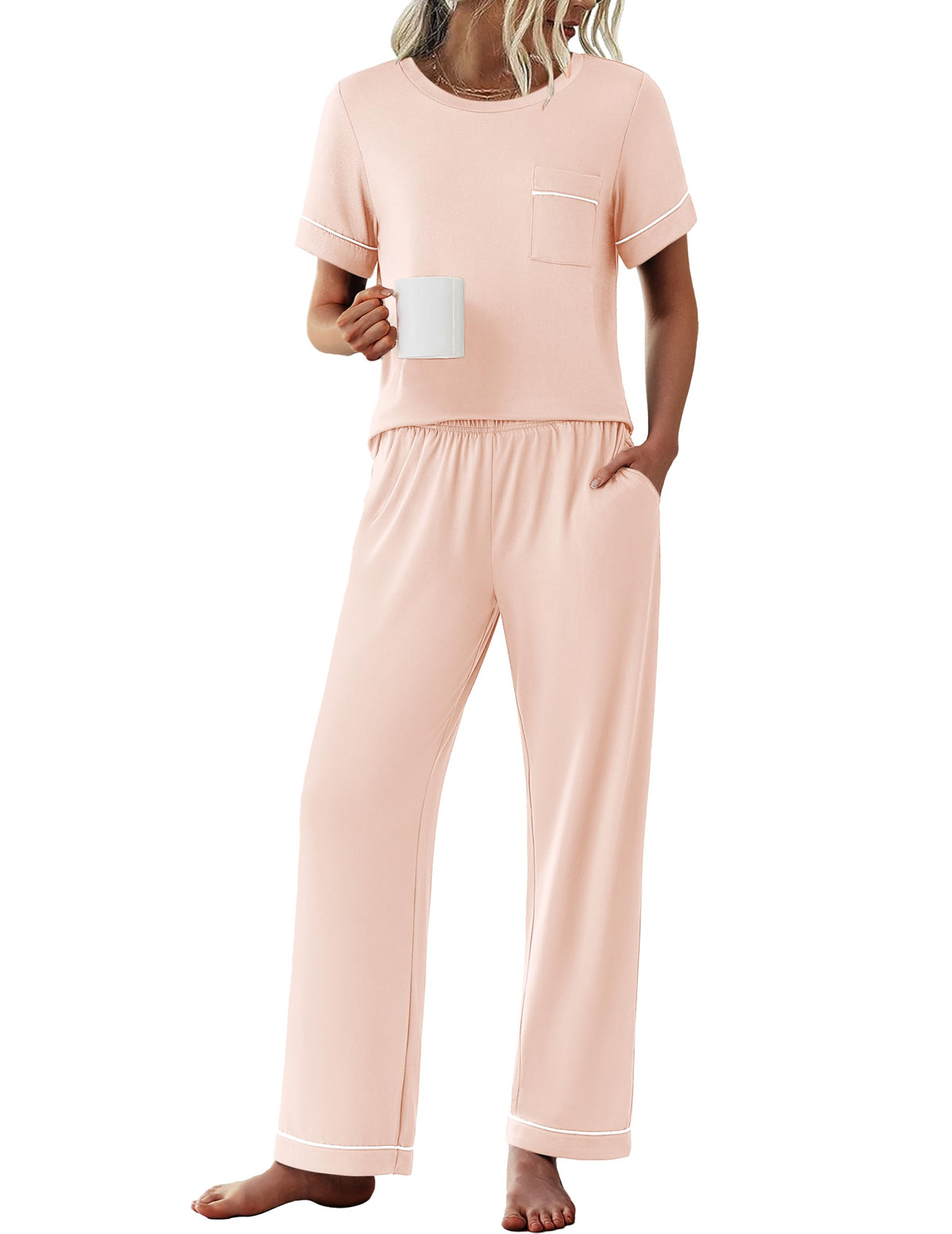 Ekouaer Pajamas for Women Set 2 Piece Sleepwear Comfy Lounge Set S-XXL