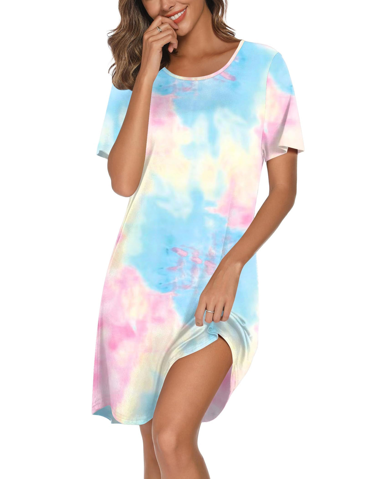 Ekouaer Cotton Nightgowns for Women Short Sleeve Sleepshirts Soft Sleepwear