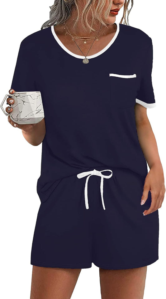 Ekouaer Pajamas for Womens Set 2 Piece Soft Sleepwear, Chest Pocket