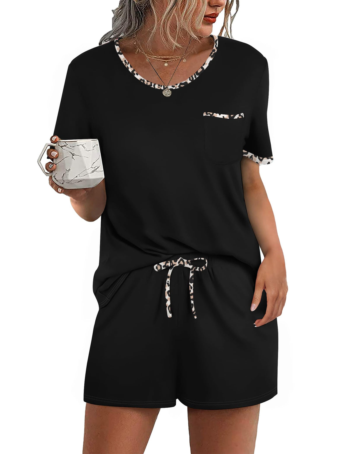 Ekouaer Pajamas for Womens Set 2 Piece Soft Sleepwear, Chest Pocket