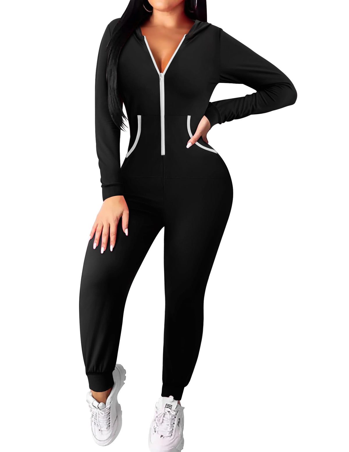 Ekouaer Halloween Onesie for Women Hooded Jumpsuit Sexy One Piece Pajamas