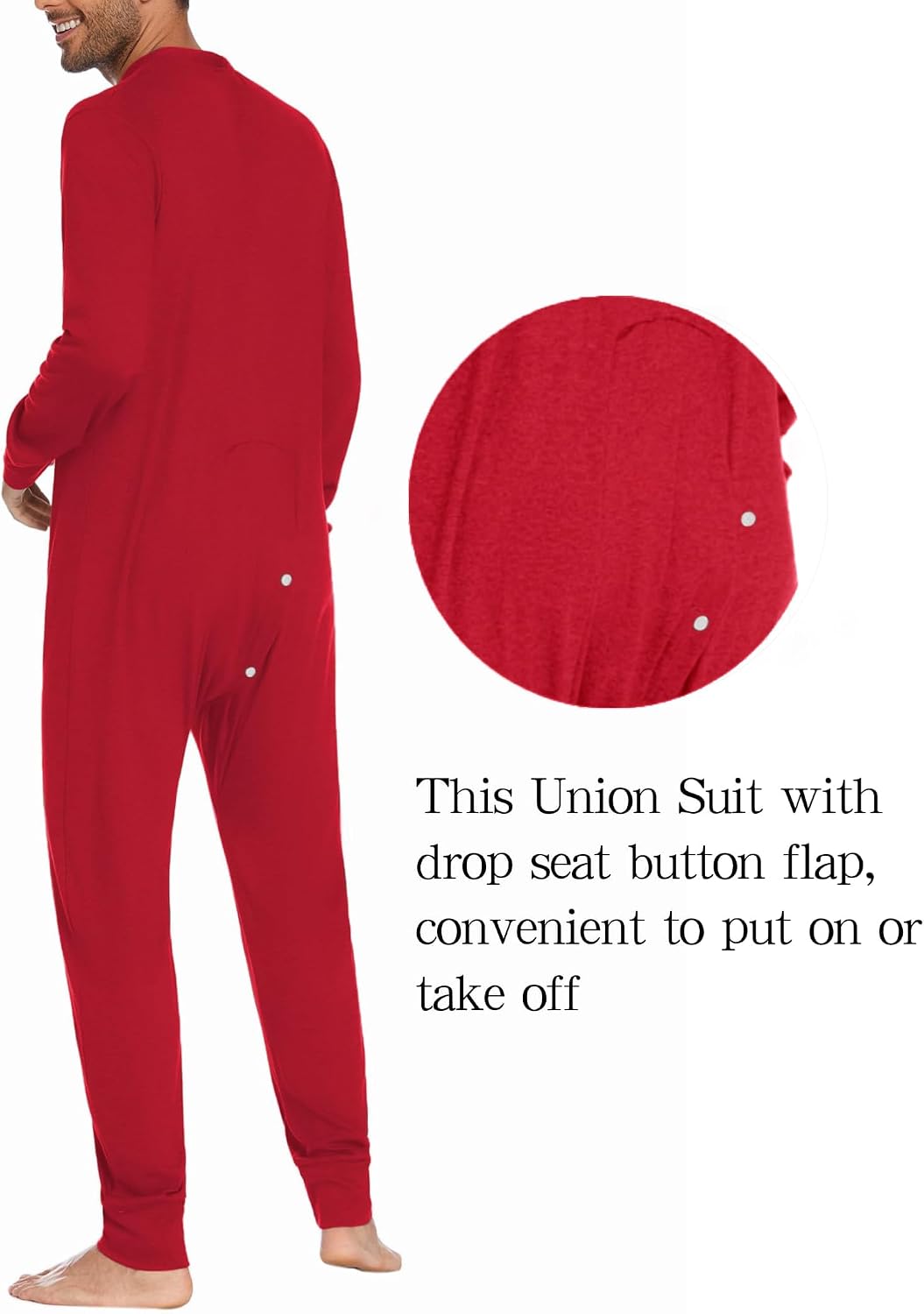 Mens Onesie Pajamas Union Suit Long Johns One Piece Thermal Underwear