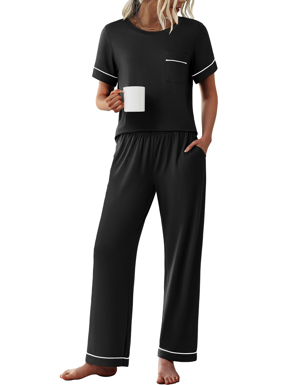 Ekouaer Pajamas for Women Set 2 Piece Sleepwear Comfy Lounge Set S-XXL