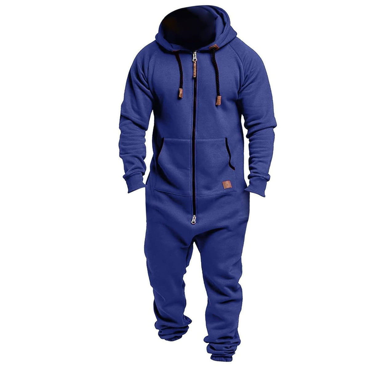 Mens Fleece Lined Hooded Jumpsuit Zip Up One Piece Pajamas Playsuit Jogger Sweatsuit Overall Romper Winter Tracksuit