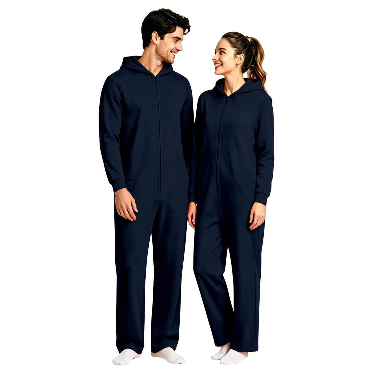 Halloween Onesie Adult 16 Solid Color Zip Up Hooded Couple Pajama Costumes