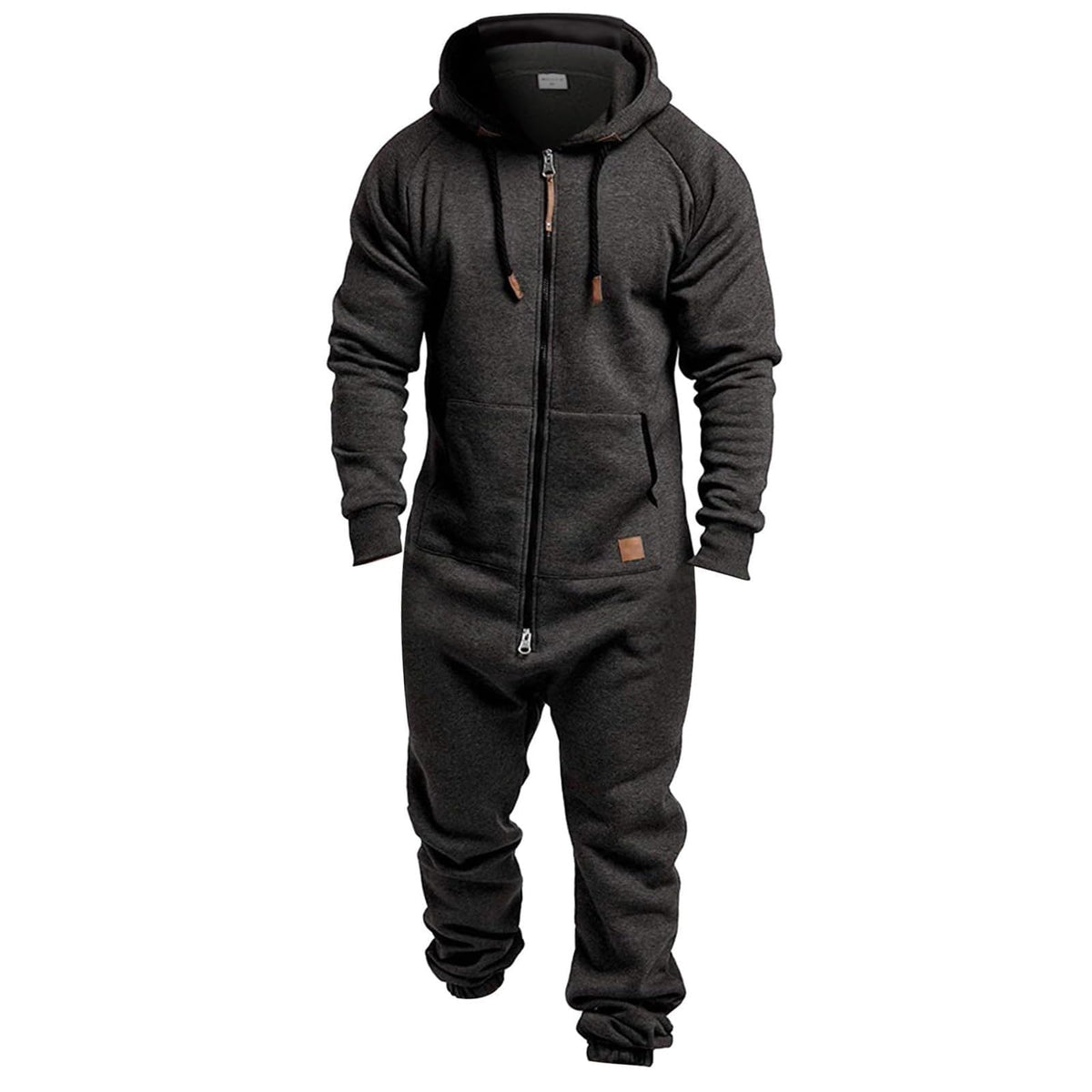 Mens Fleece Lined Hooded Jumpsuit Zip Up One Piece Pajamas Playsuit Jogger Sweatsuit Overall Romper Winter Tracksuit