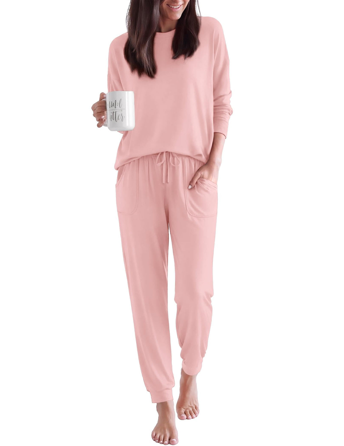 Ekouaer Pajamas for Women Set 2 Piece Long Sleeve Pjs Casual Lounge Sets
