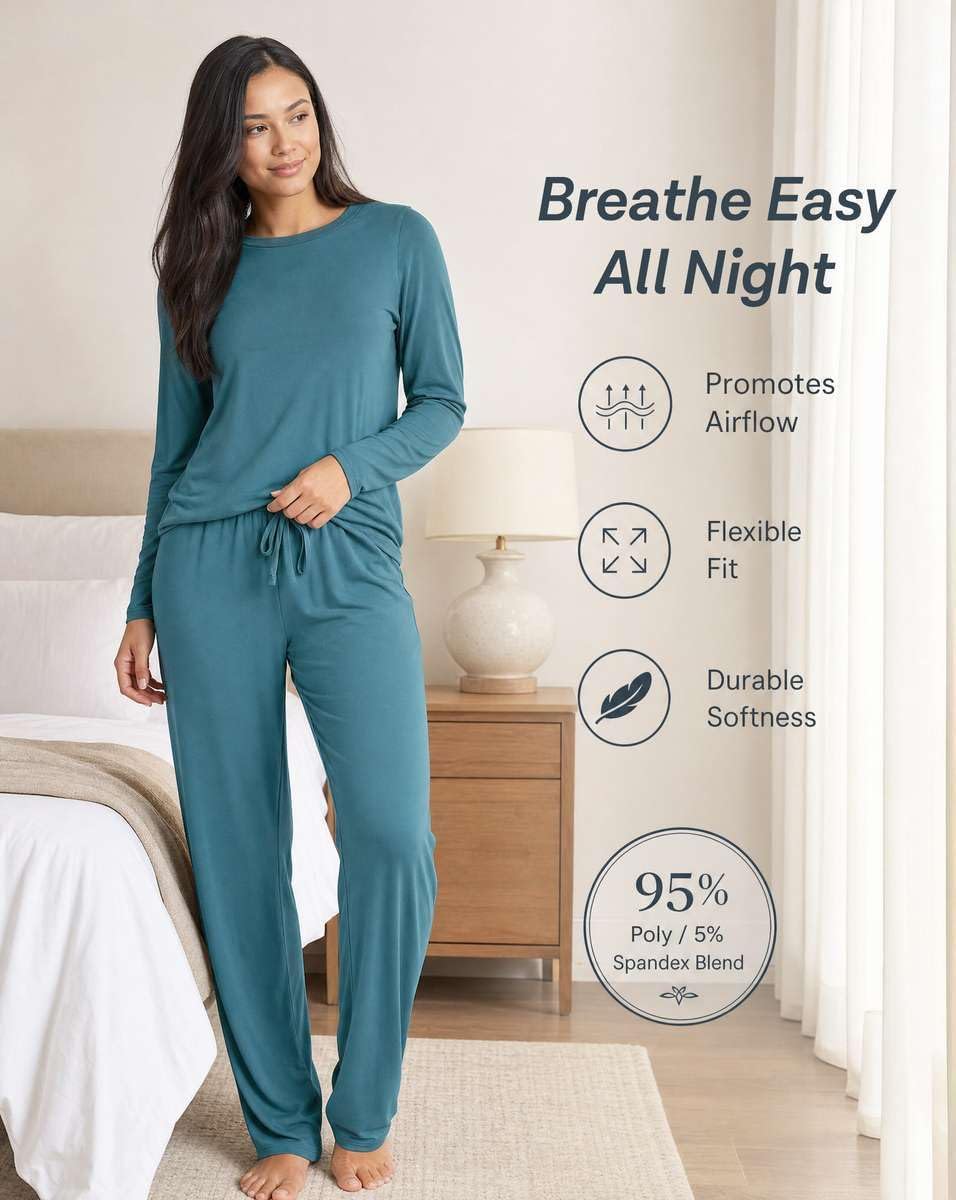 2 Pack Women's Pajama Sets Long Sleeve Sleepwear Comfy Cute Loungewear PJ