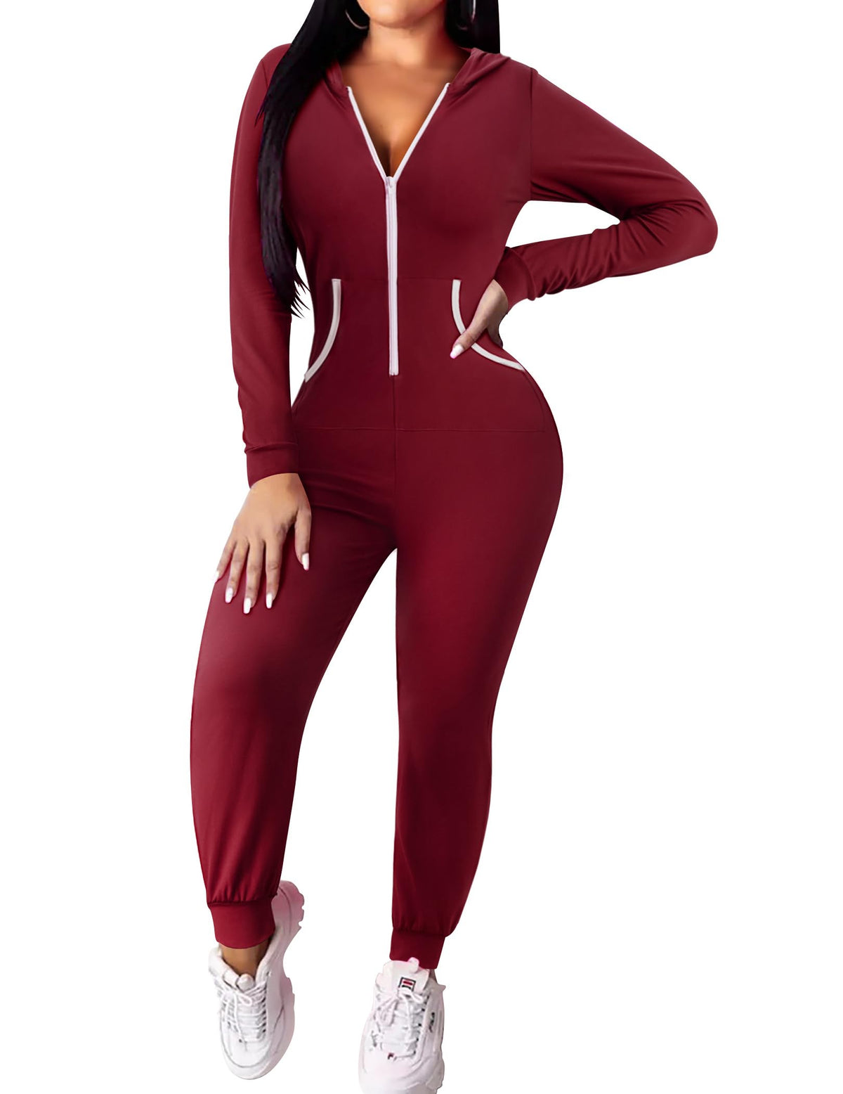Ekouaer Halloween Onesie for Women Hooded Jumpsuit Sexy One Piece Pajamas