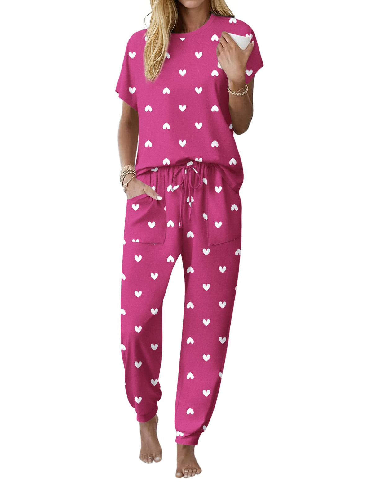 Ekouaer Womens Pajama Sets 100% Cotton Pjs 2 Piece Jogger Pants Lounge Sets