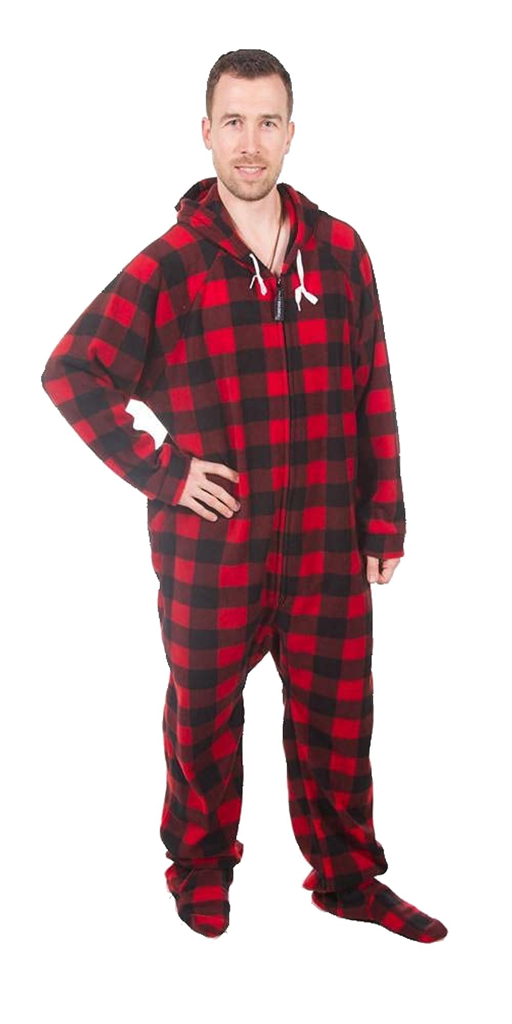 Forever Lazy Adult Onesie Pajamas, Footed Fleece One-Piece Unisex Lounge for Women and Men with Detachable Feet