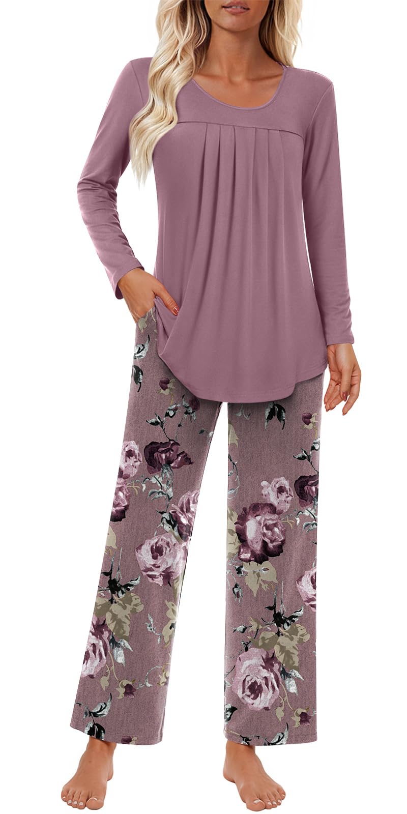 Findsweet Pajama Sets Women 2 Piece Long Sleeve Lounge Pj Sets Fall Outfits