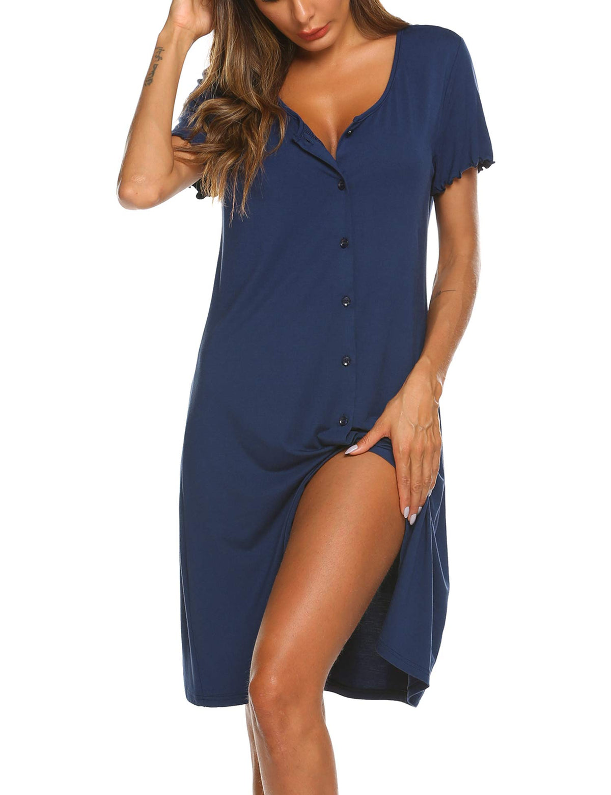 Ekouaer Button Down Night Gowns for Women Sleepshirt Pajama Dress Sleepwear