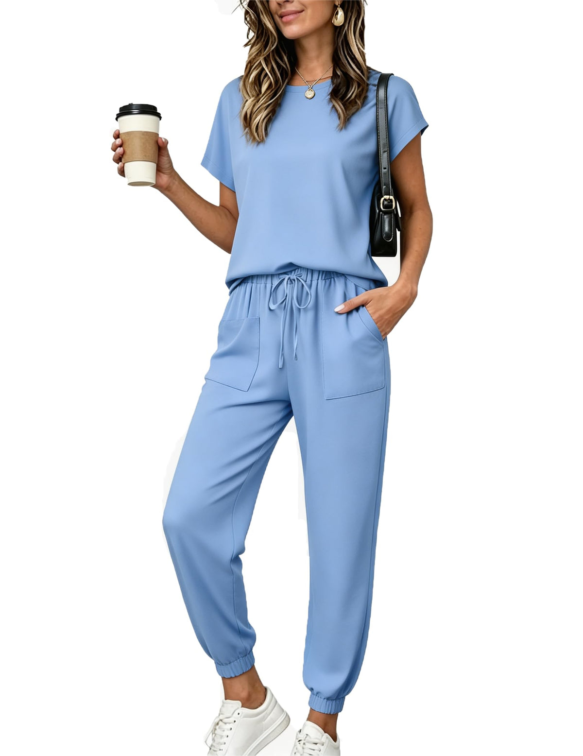 Ekouaer Womens Pajama Sets 100% Cotton Pjs 2 Piece Jogger Pants Lounge Sets