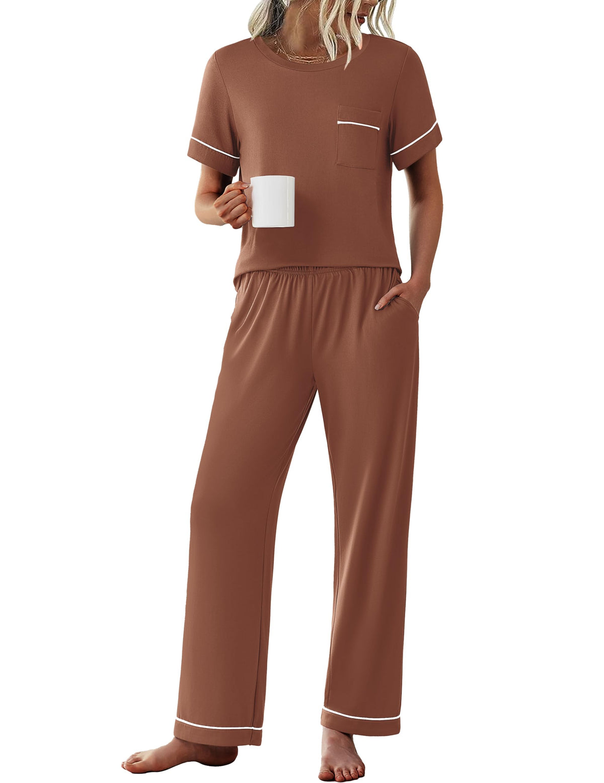Ekouaer Pajamas for Women Set 2 Piece Sleepwear Comfy Lounge Set S-XXL