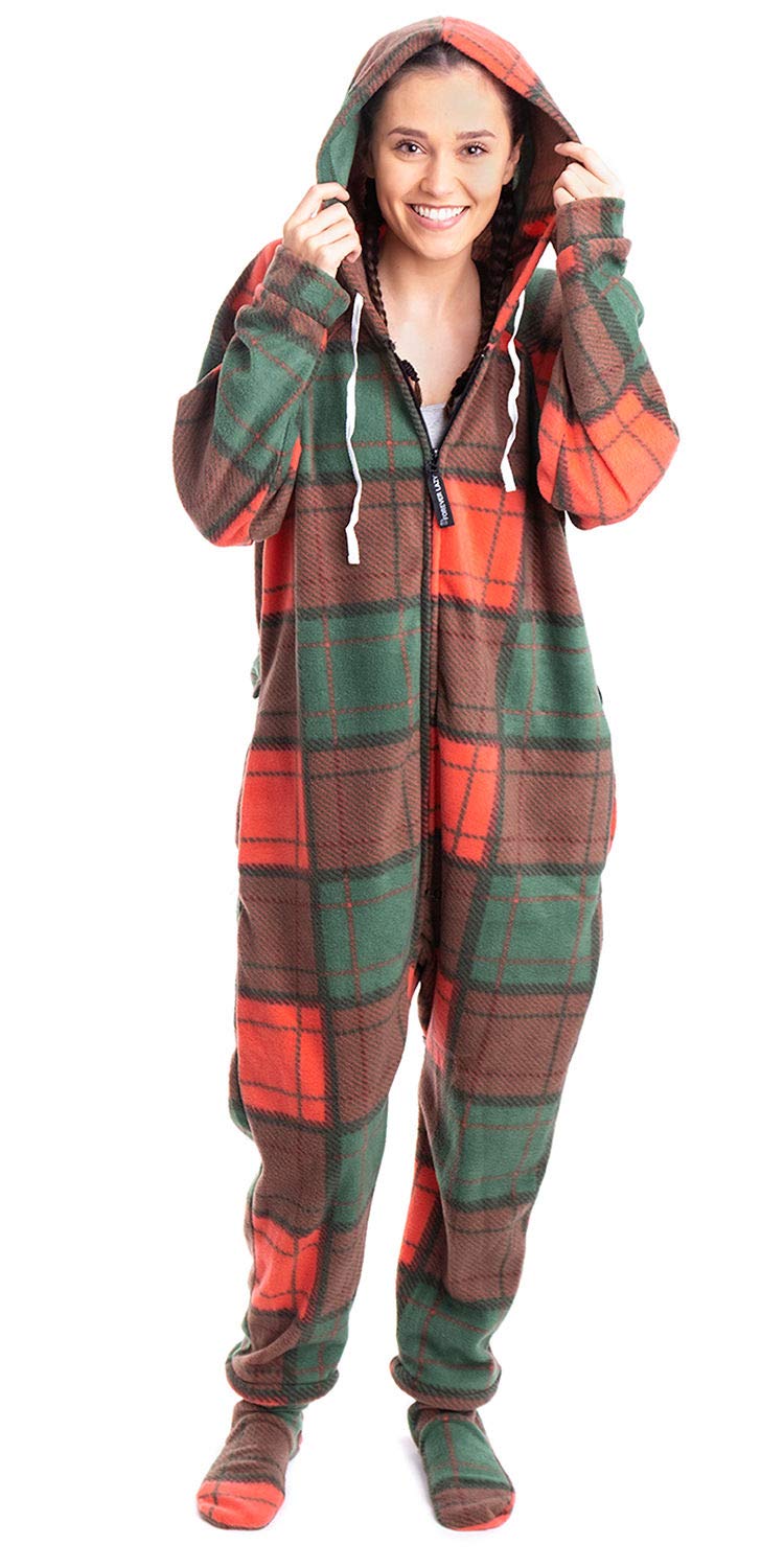 Forever Lazy Adult Onesie Pajamas, Footed Fleece One-Piece Unisex Lounge for Women and Men with Detachable Feet
