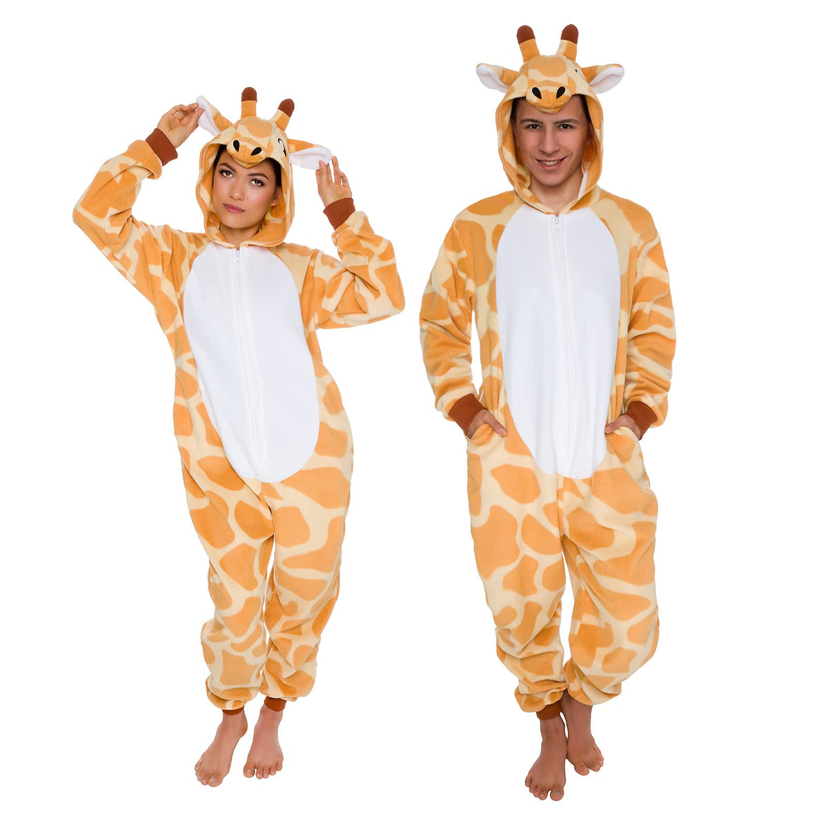 Funziez! Slim Fit Adult Onesie - Animal Costume - Plush Unisex Halloween One Piece Cosplay Suit for Women and Men