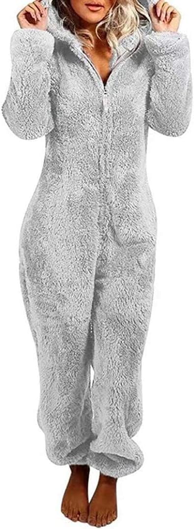 Womens Fleece Onesie Pajamas Jumpsuit Warm Sherpa Romper