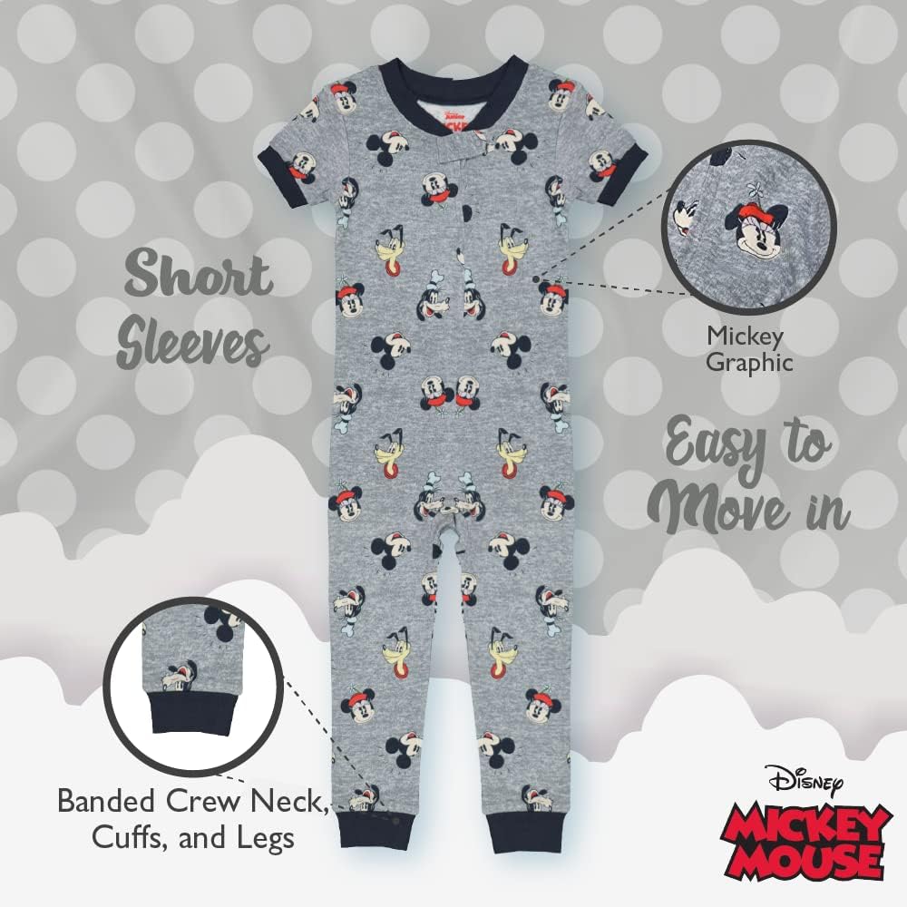 Disney Kids' Mickey & Minnie Mouse 2-pack Footless One-Piece Pajama Set