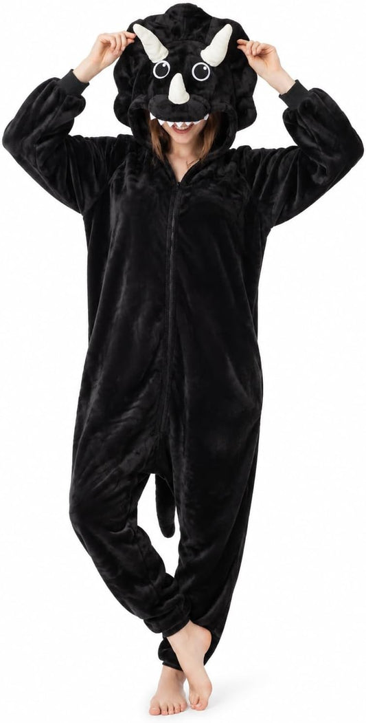 Adult Onesie, Animal Halloween Costume, Plush One Piece Pajamas with Hood