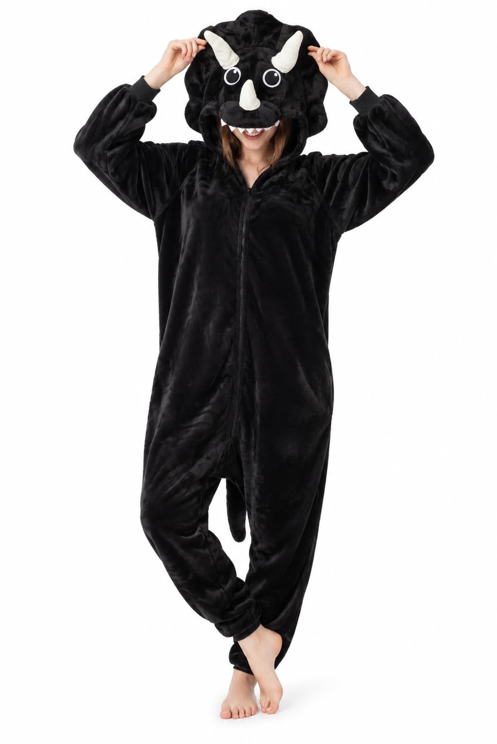 Adult Onesie, Animal Halloween Costume, Plush One Piece Pajamas with Hood