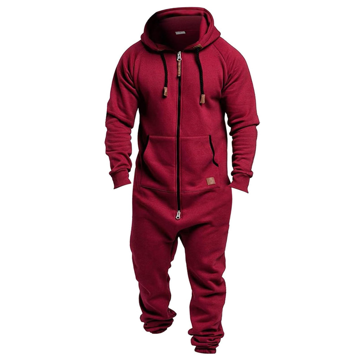 Mens Fleece Lined Hooded Jumpsuit Zip Up One Piece Pajamas Playsuit Jogger Sweatsuit Overall Romper Winter Tracksuit