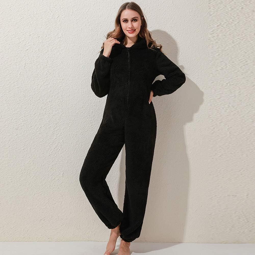Womens Fleece Onesie Pajamas Jumpsuit Warm Sherpa Romper