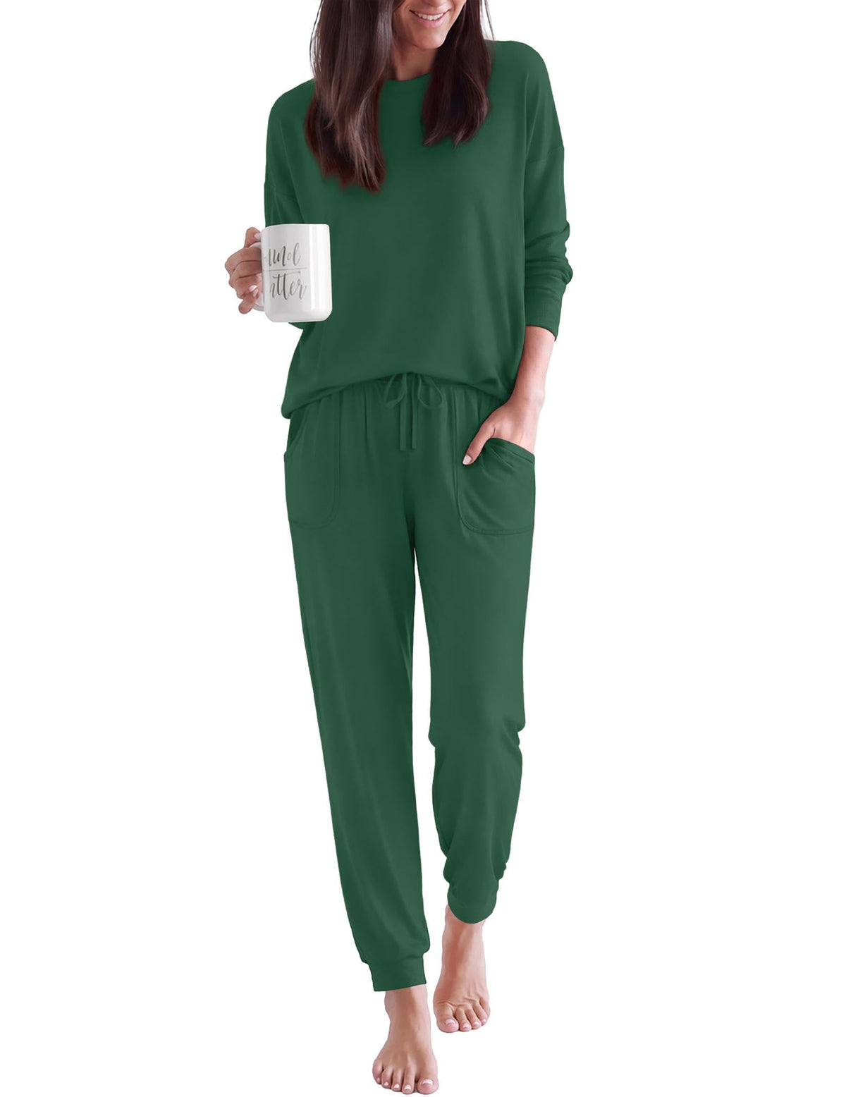 Ekouaer Pajamas for Women Set 2 Piece Long Sleeve Pjs Casual Lounge Sets