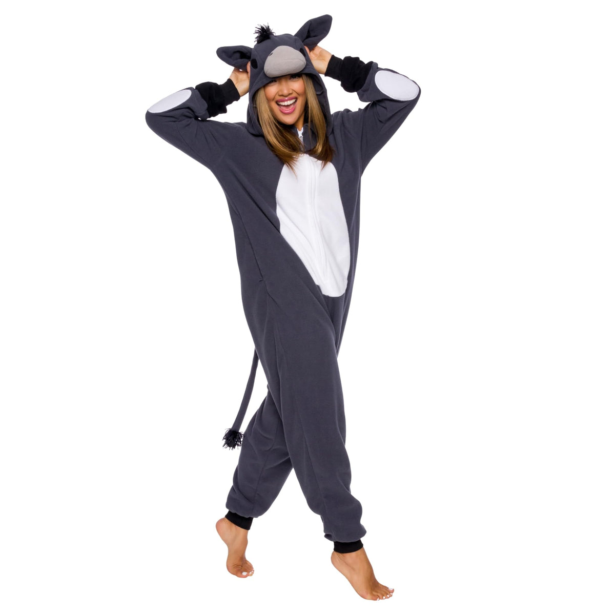 Funziez! Slim Fit Adult Onesie - Animal Costume - Plush Unisex Halloween One Piece Cosplay Suit for Women and Men
