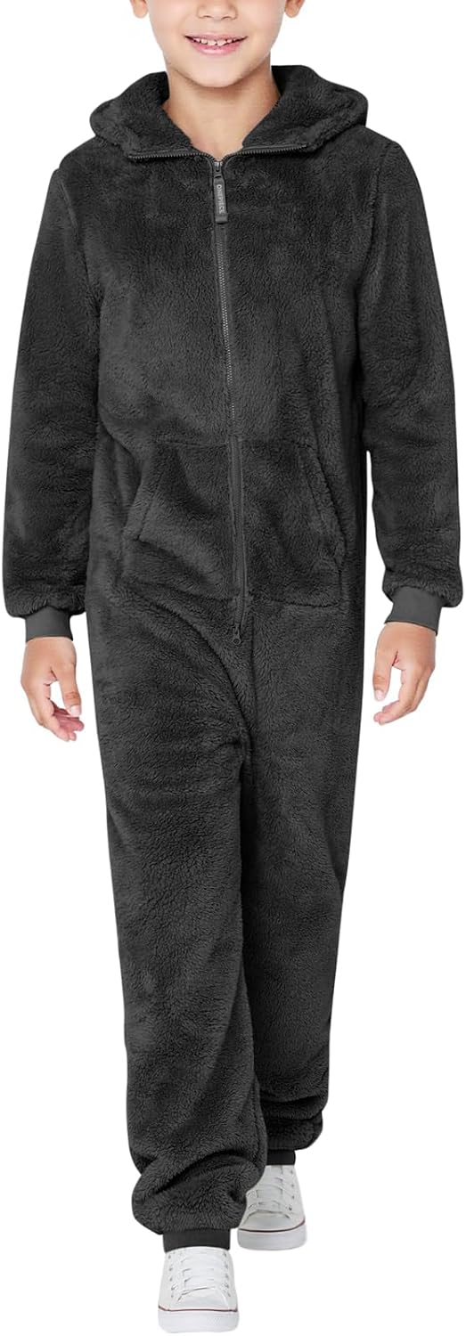 rrhss Boys Fleece Hooded Onesie Pajamas Kid Long Sleeve One Piece Sleepwear