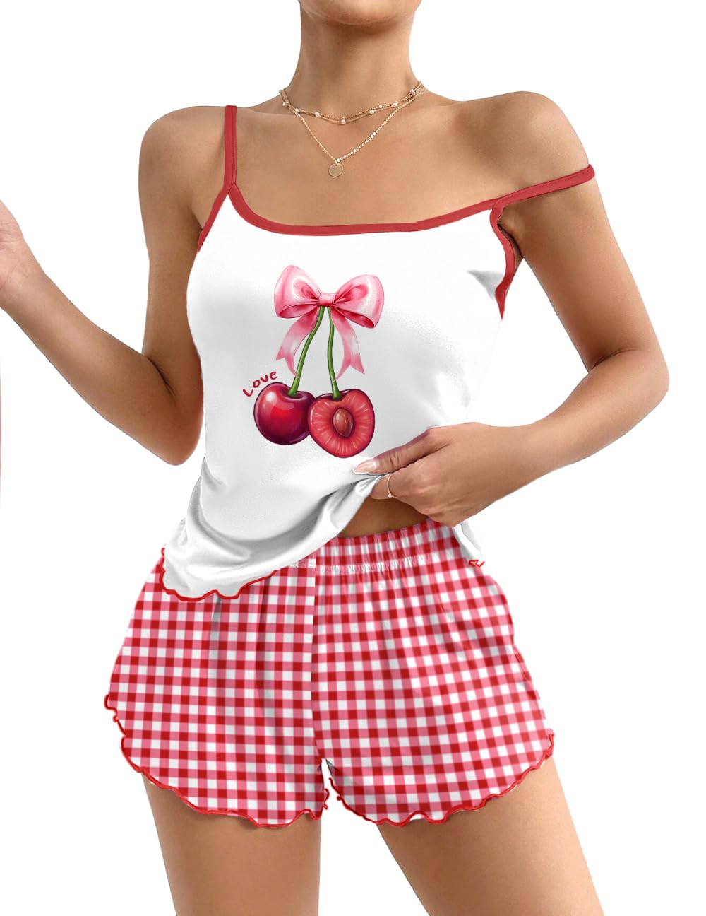 Ekouaer Womens Cami Pajama Set Cute Printed Camisole Shorts Sleepwear