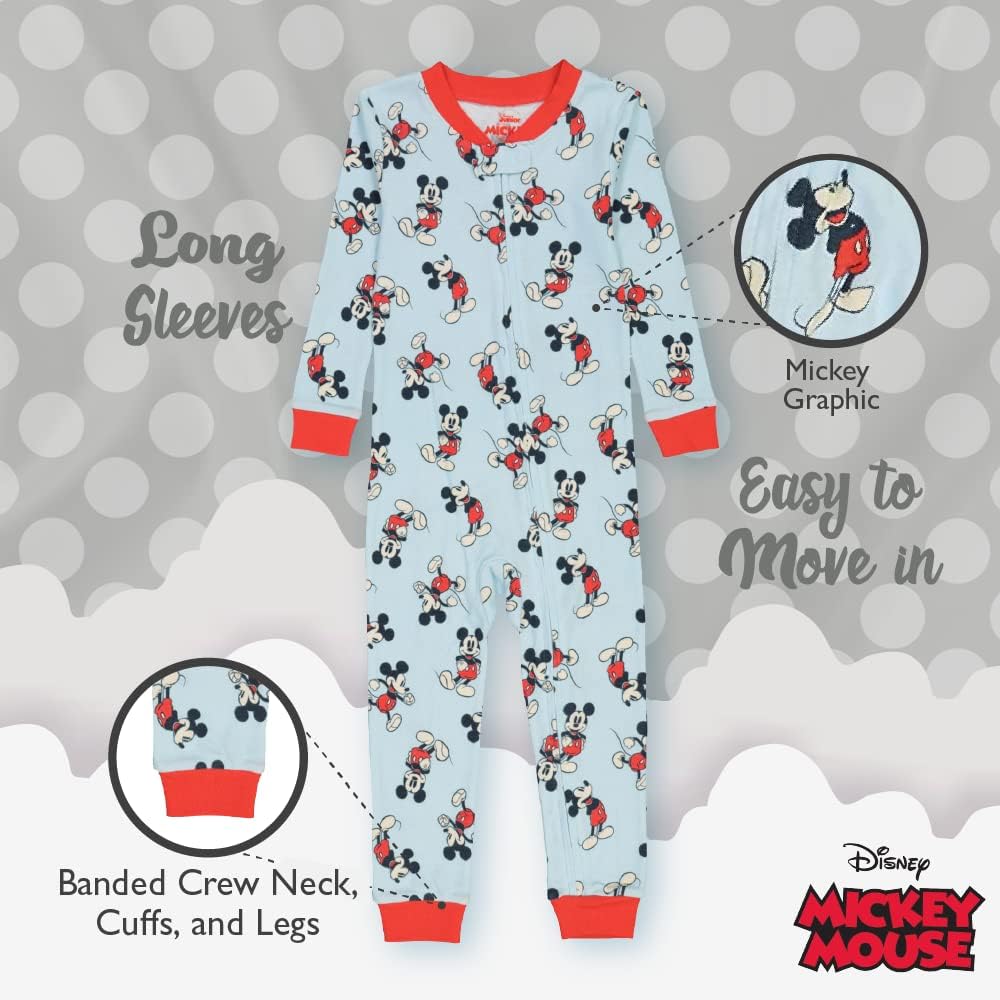Disney Kids' Mickey & Minnie Mouse 2-pack Footless One-Piece Pajama Set