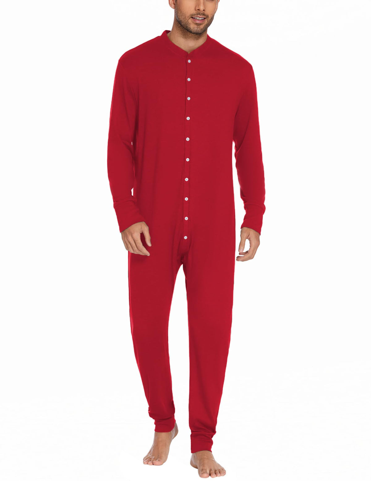 Mens Onesie Pajamas Union Suit Long Johns One Piece Thermal Underwear
