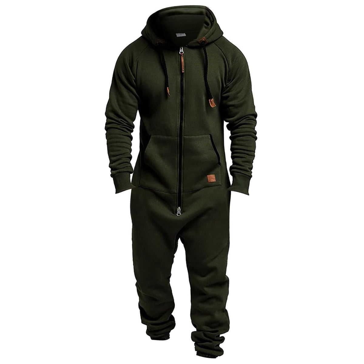 Mens Fleece Lined Hooded Jumpsuit Zip Up One Piece Pajamas Playsuit Jogger Sweatsuit Overall Romper Winter Tracksuit