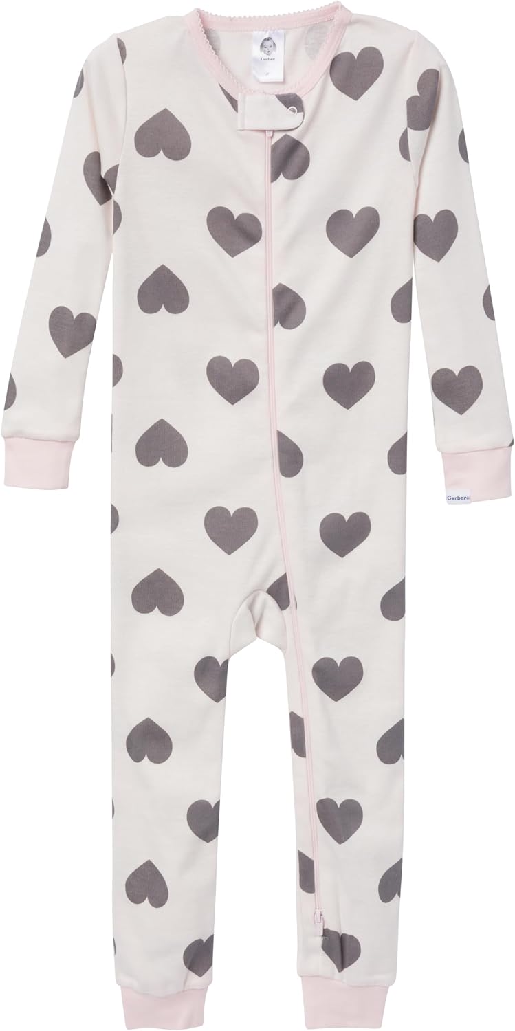 Gerber Baby Girls 3-Pack Snug Fit Footless One Piece Cotton Pajamas