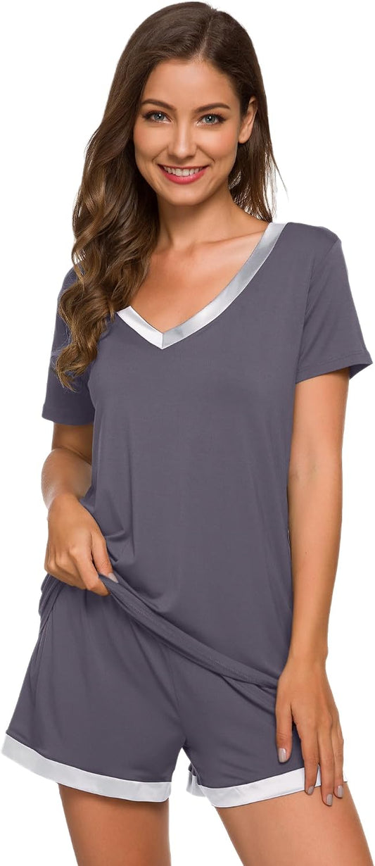 WiWi Bamboo Viscose Womens Pajamas Cooling Sleepwear for Hot Flashes S-4X