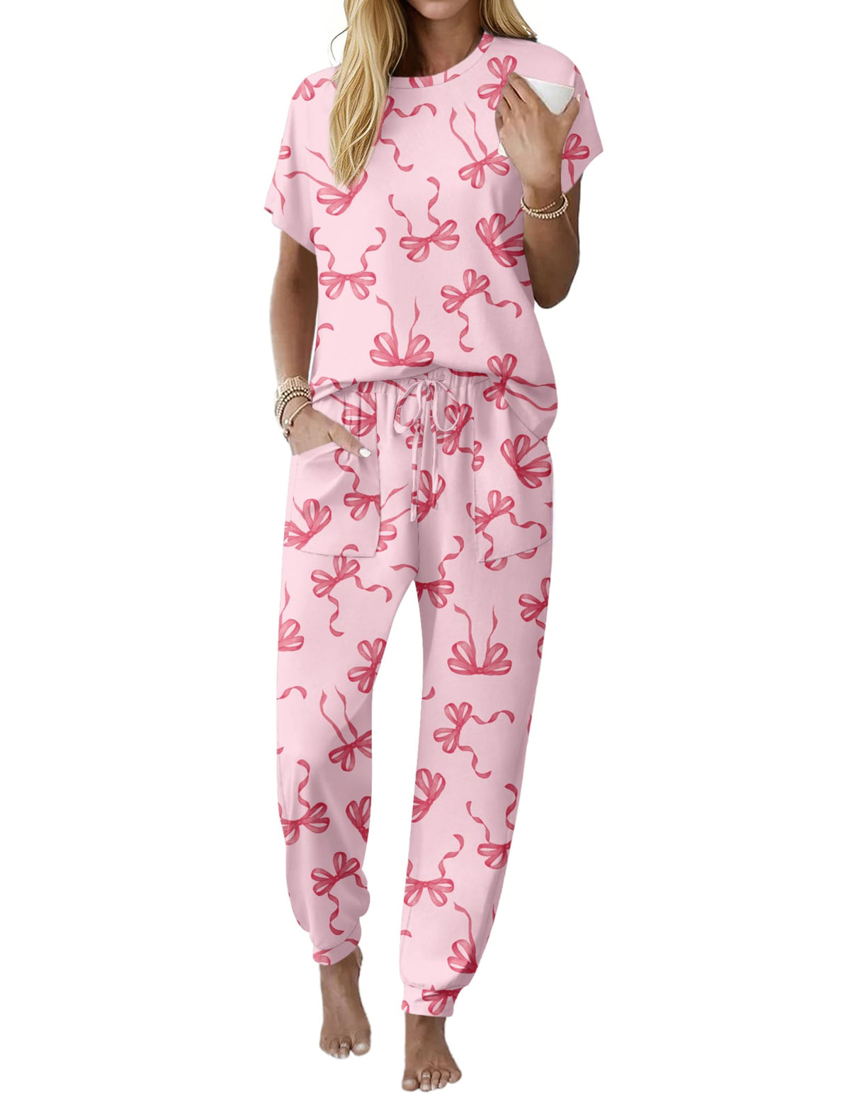 Ekouaer Womens Pajama Sets 100% Cotton Pjs 2 Piece Jogger Pants Lounge Sets