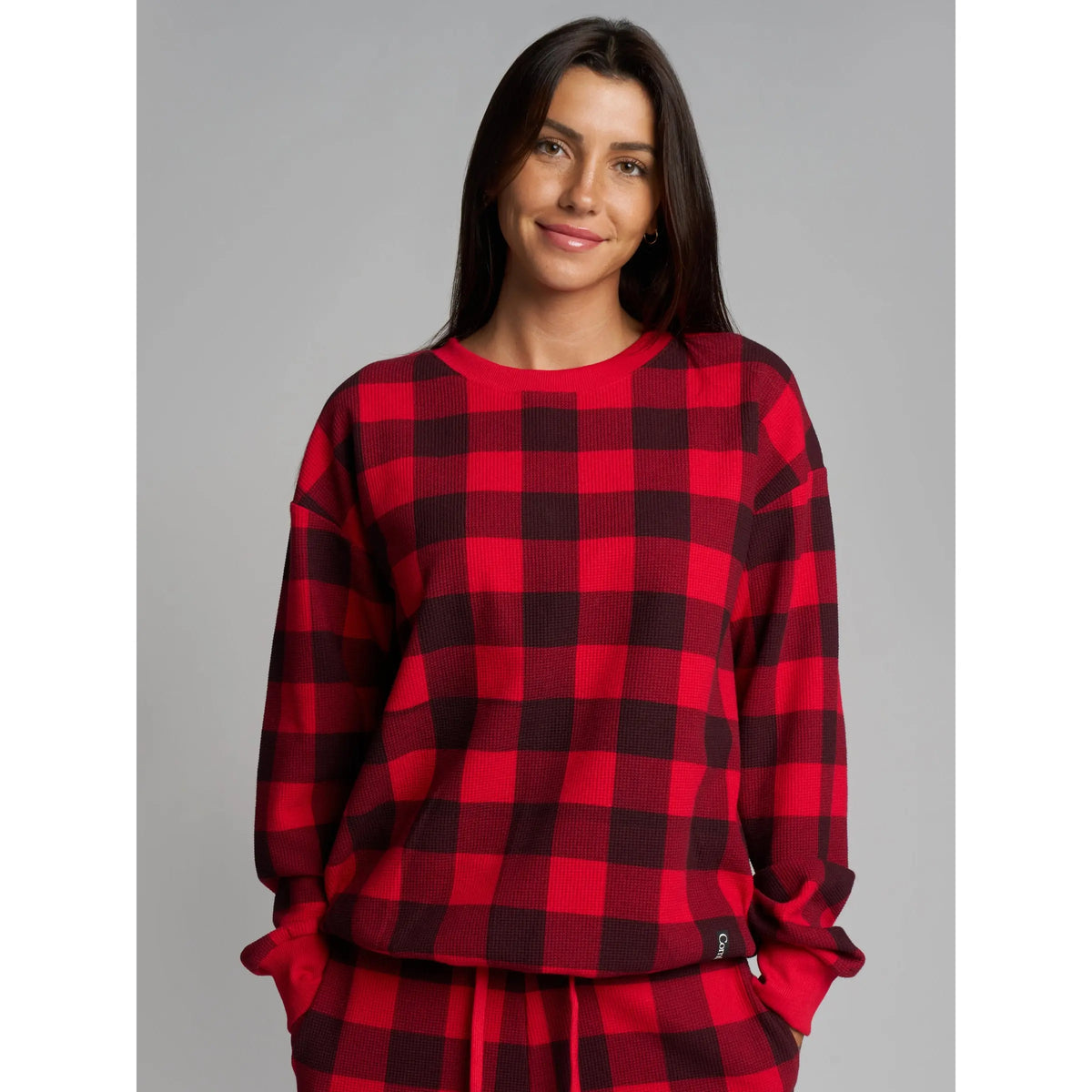 Comfrt | Waffle Lounge Long Sleeve | Crewneck Lightweight Cotton Blend Textured Lounge Top