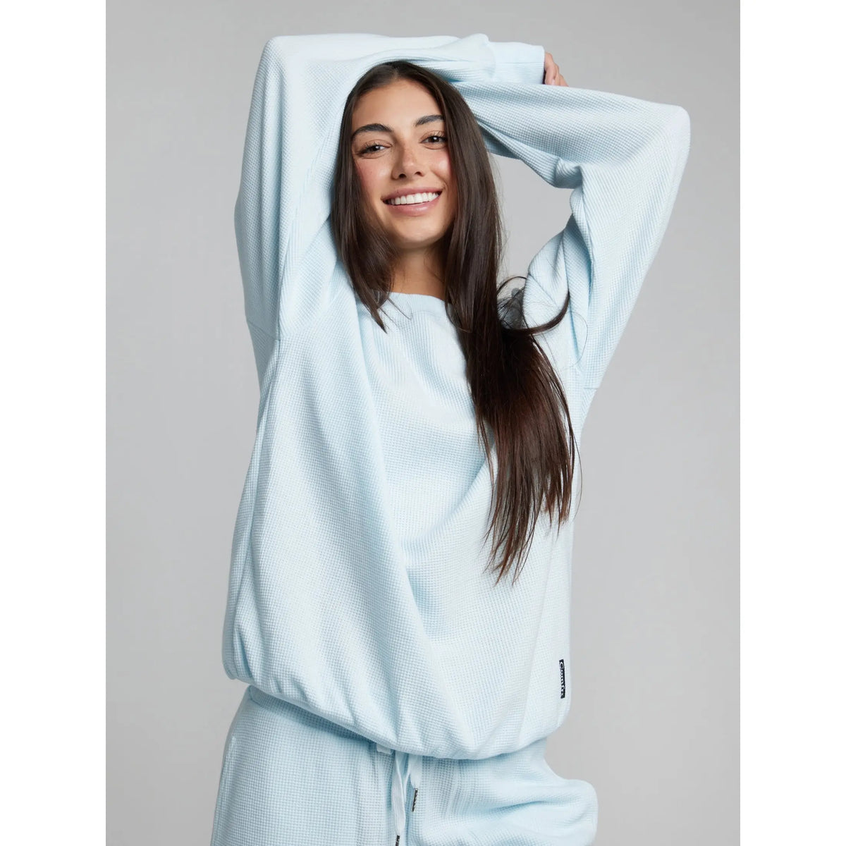 Comfrt | Waffle Lounge Long Sleeve | Crewneck Lightweight Cotton Blend Textured Lounge Top