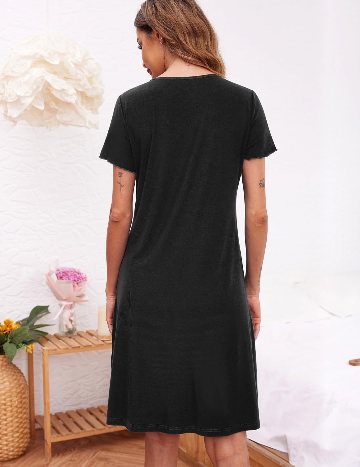 Ekouaer Button Down Night Gowns for Women Sleepshirt Pajama Dress Sleepwear