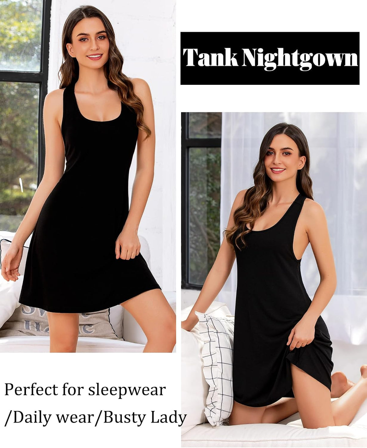 Avidlove Women Racerback Tank Nightgown Sleeveless Chemise Soft Sleep Dress