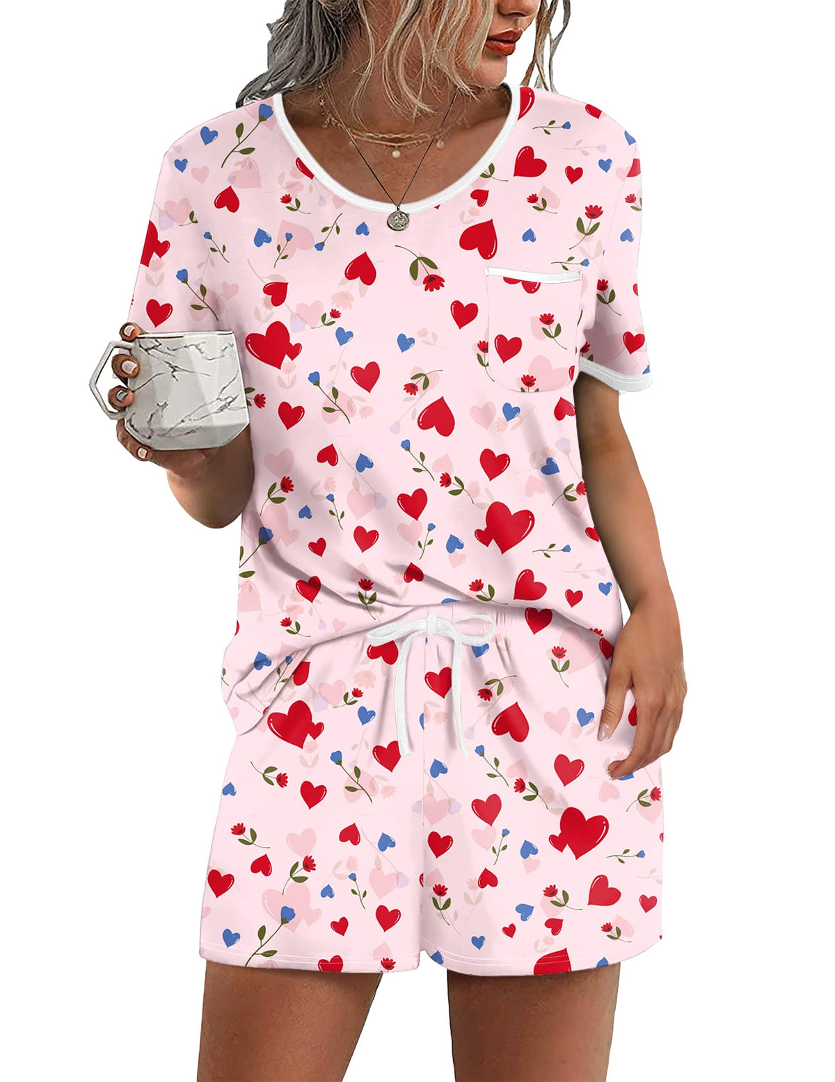 Ekouaer Pajamas for Womens Set 2 Piece Soft Sleepwear, Chest Pocket