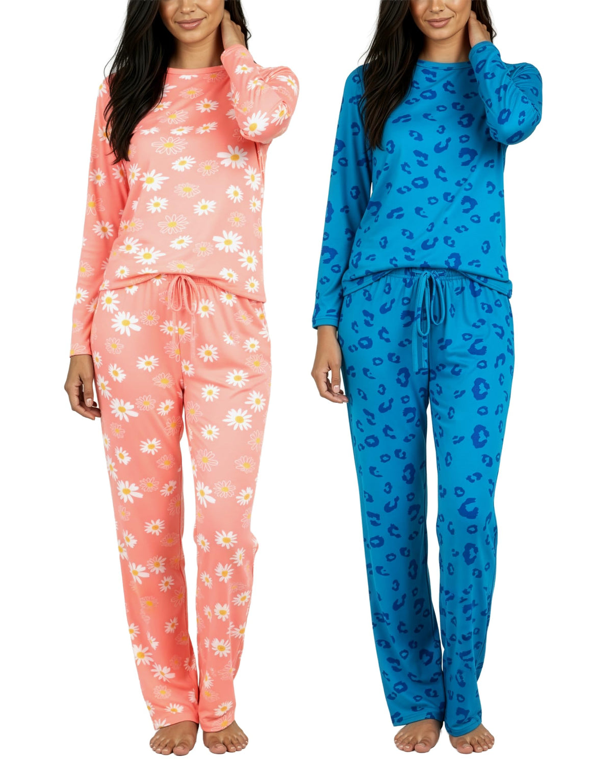 2 Pack Women's Pajama Sets Long Sleeve Sleepwear Comfy Cute Loungewear PJ