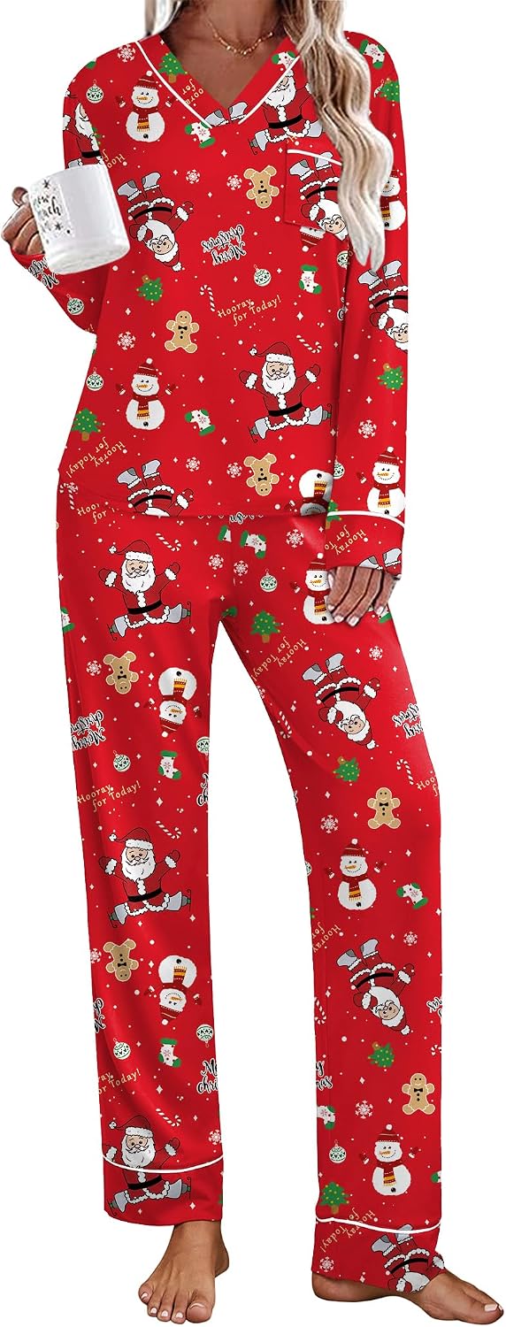 Ekouaer Womens Pajamas Sets 2 Piece PJs Long Sleeve Sleepwear Loungewear