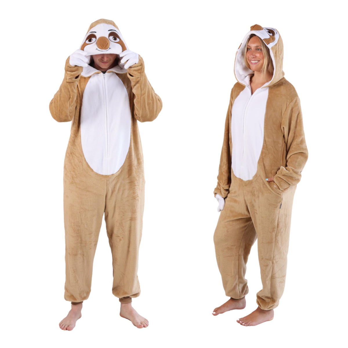 Funziez! Slim Fit Adult Onesie - Animal Costume - Plush Unisex Halloween One Piece Cosplay Suit for Women and Men
