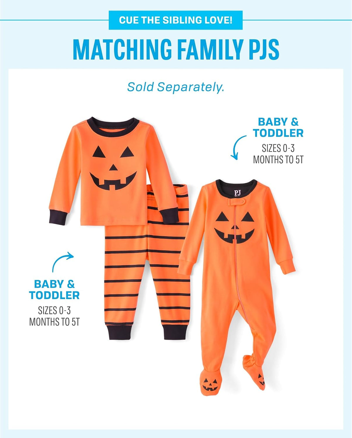 The Children's Place Baby Toddler, Halloween Pajamas, Cotton, Pumpkin One Piece, 4T