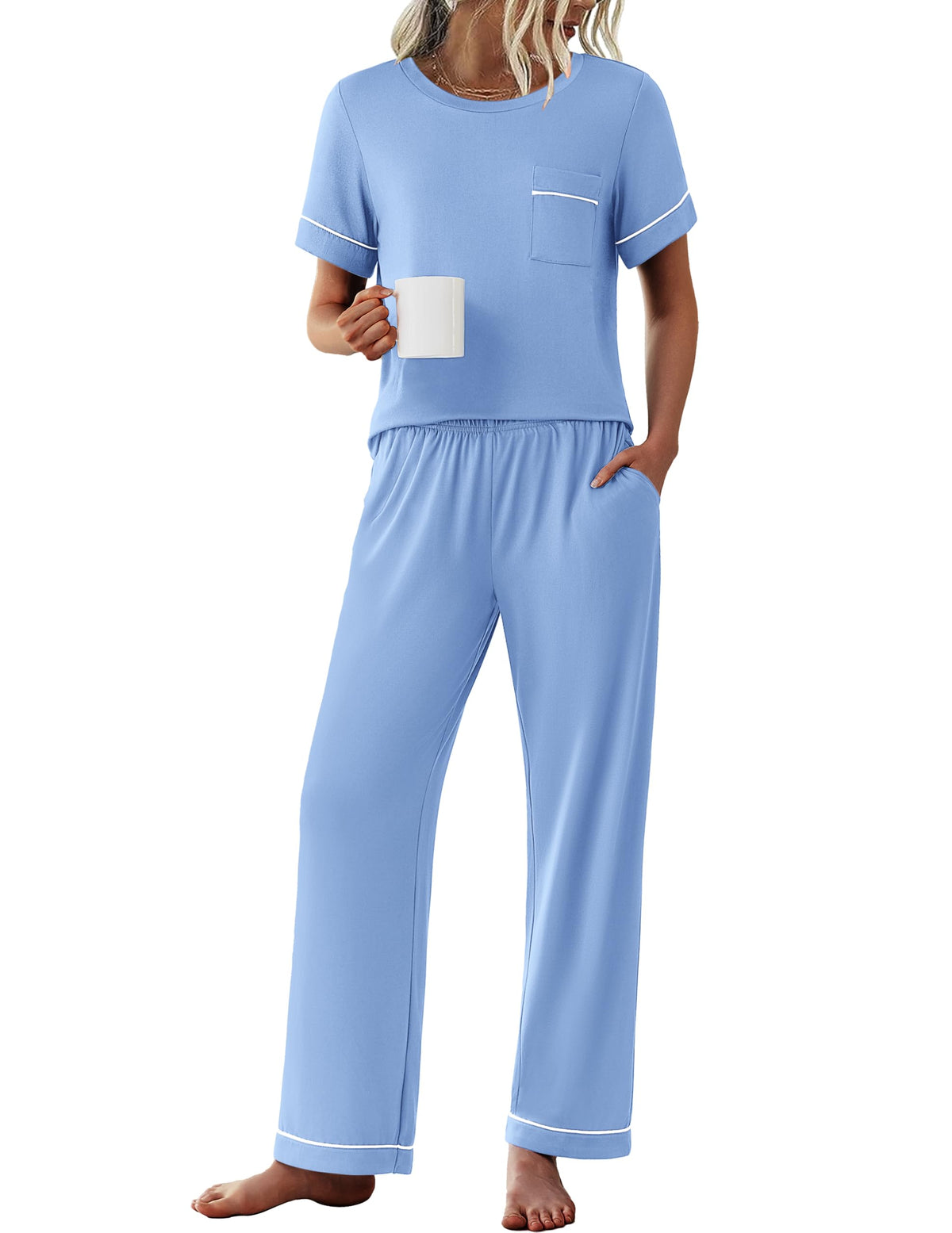 Ekouaer Pajamas for Women Set 2 Piece Sleepwear Comfy Lounge Set S-XXL