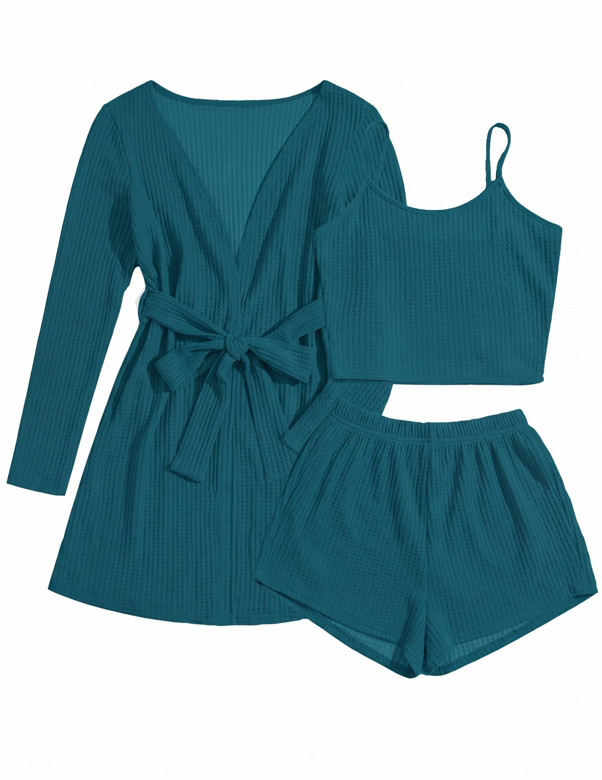 Ekouaer Pajamas for Women Set 3 Piece Soft Waffle Knit Loungewear Outfit