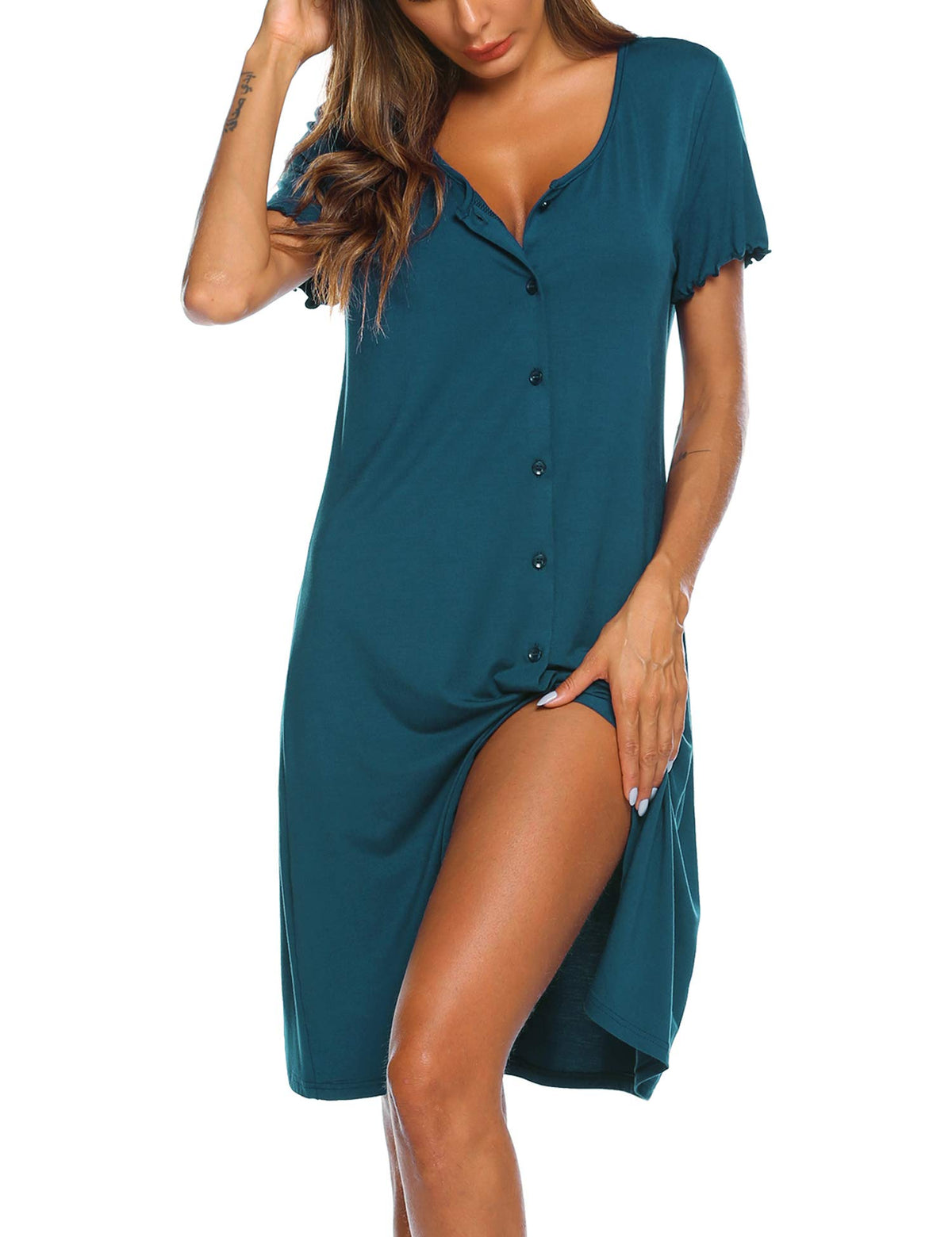 Ekouaer Button Down Night Gowns for Women Sleepshirt Pajama Dress Sleepwear