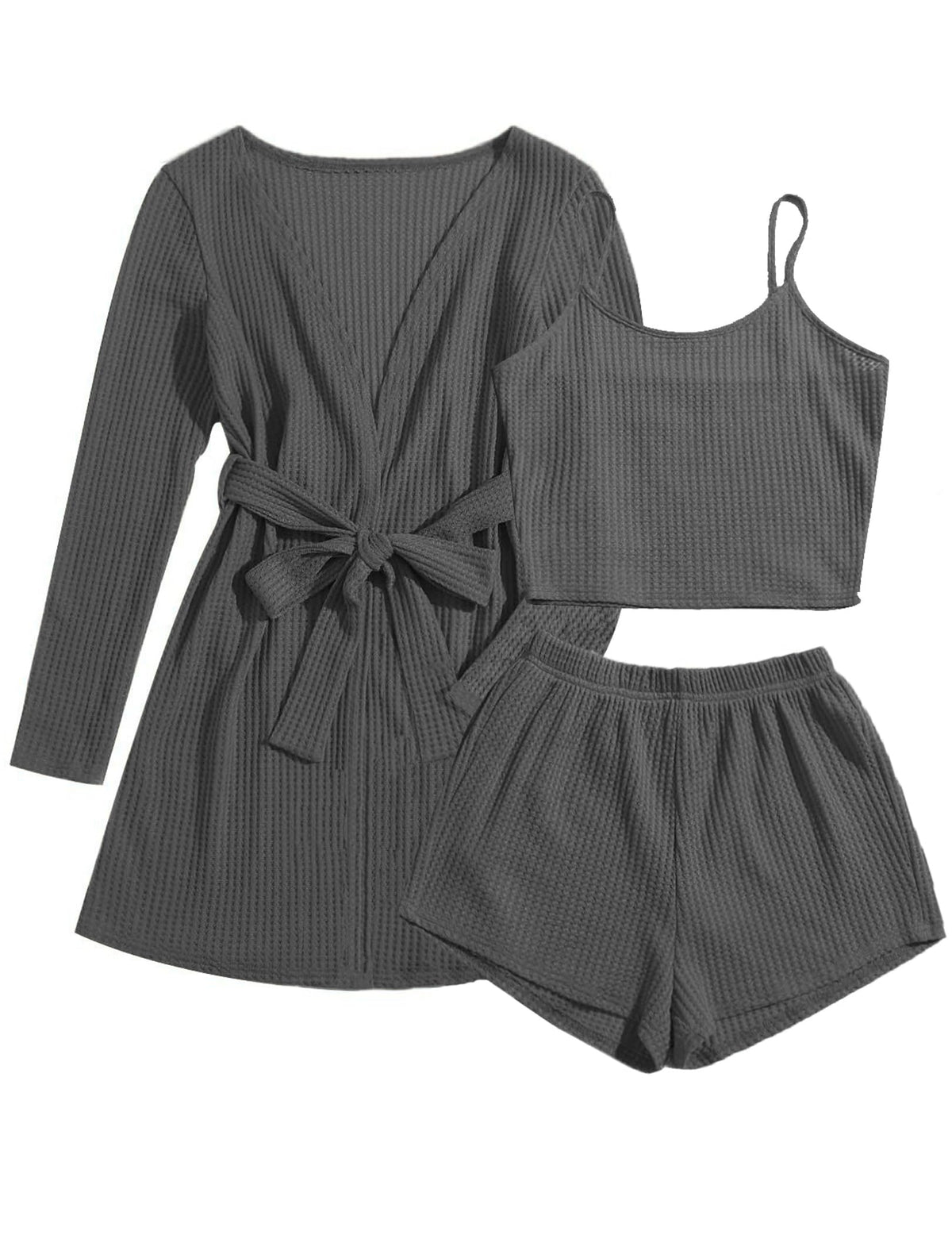 Ekouaer Pajamas for Women Set 3 Piece Soft Waffle Knit Loungewear Outfit